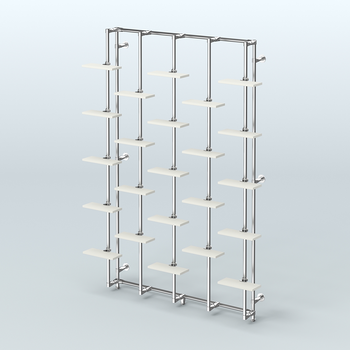 Настенная система с полками ДСП 16 мм для торговли обувью без задней стенки ФЕРЗЬ №1-3 Белый