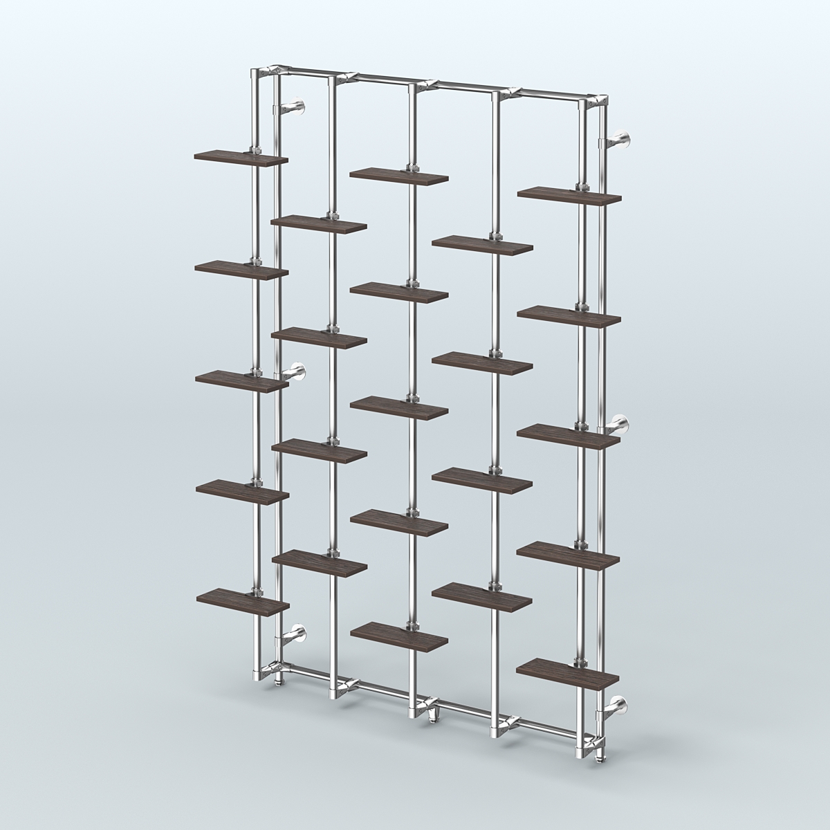 Настенная система с полками ДСП 16 мм для торговли обувью без задней стенки ФЕРЗЬ №1-3 Дуб Венге