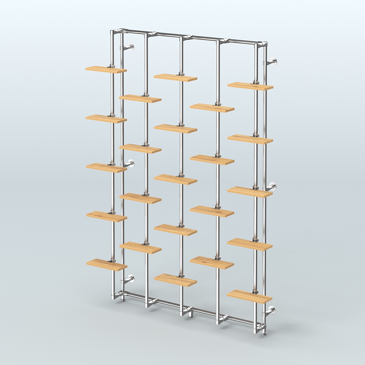 Настенная система с полками ДСП 16 мм для торговли обувью без задней стенки ФЕРЗЬ №1-3 Дуб Золотистый