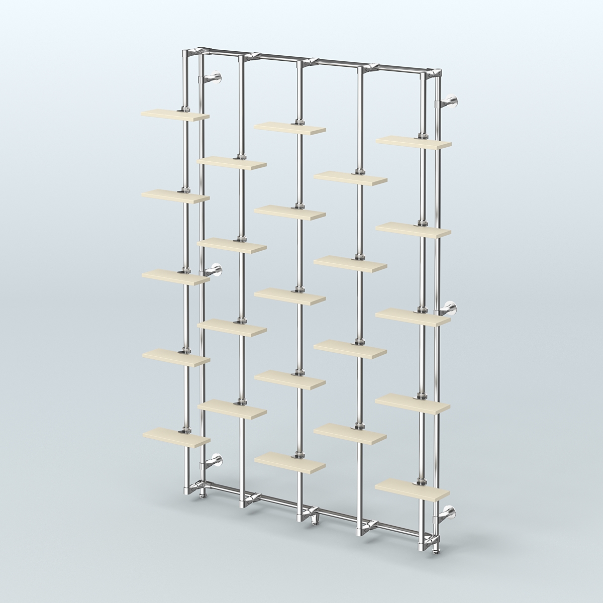 Настенная система с полками ДСП 16 мм для торговли обувью без задней стенки ФЕРЗЬ №1-3 Крем Вайс