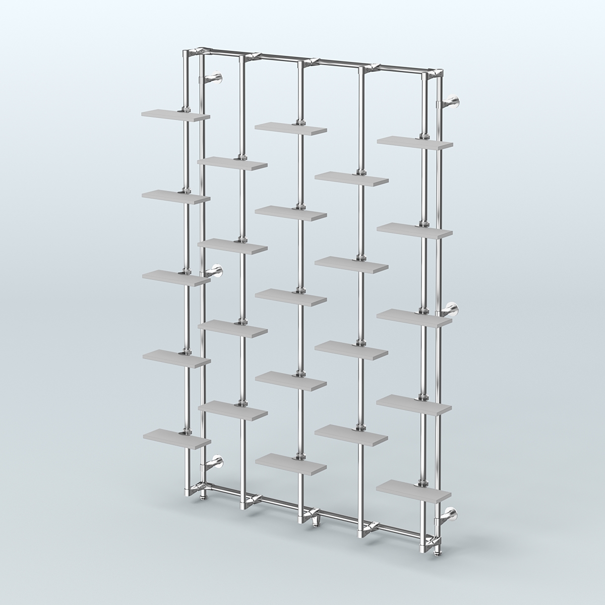 Настенная система с полками ДСП 16 мм для торговли обувью без задней стенки ФЕРЗЬ №1-3 Серый