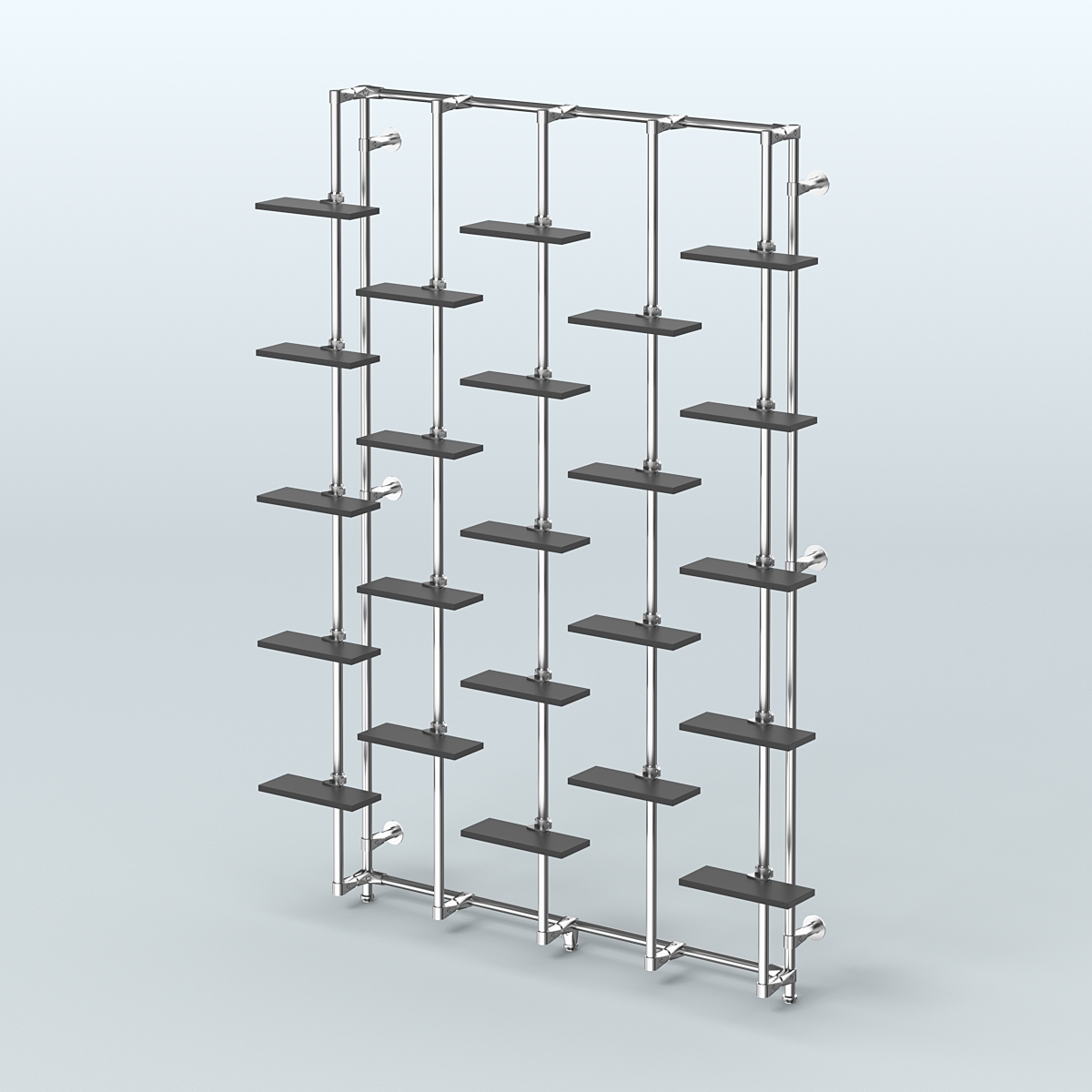Настенная система с полками ДСП 16 мм для торговли обувью без задней стенки ФЕРЗЬ №1-3 Черный
