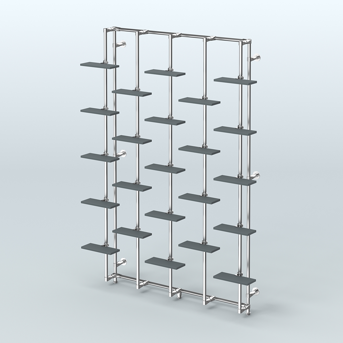 Настенная система с полками ДСП 16 мм для торговли обувью без задней стенки ФЕРЗЬ №1-3 Темно-Серый