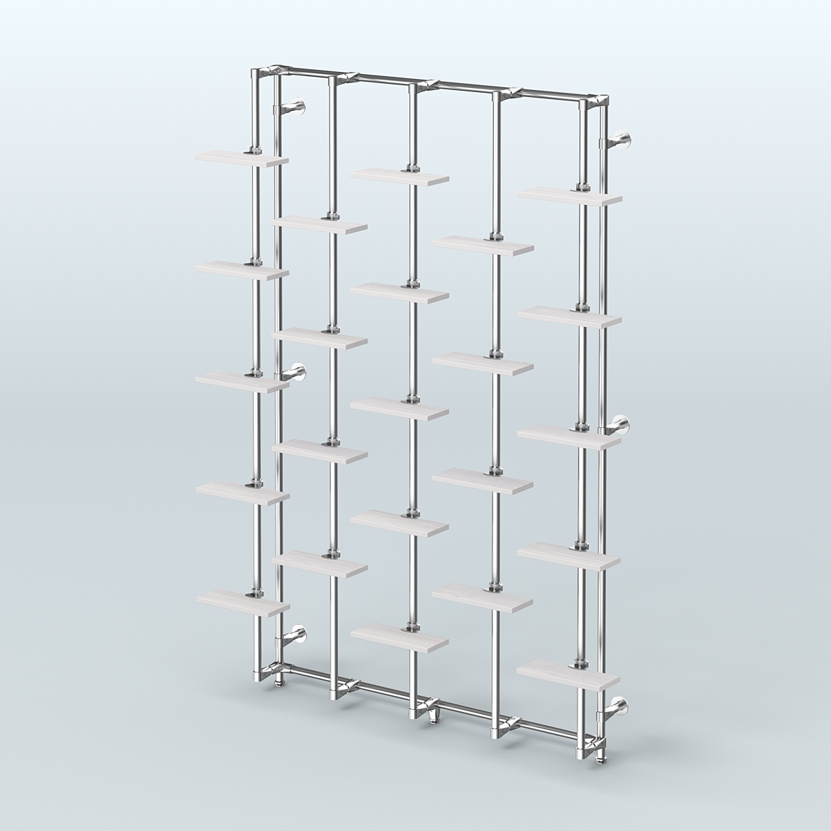 Настенная система с полками ДСП 16 мм для торговли обувью без задней стенки ФЕРЗЬ №1-3 Ясень Анкор светлый