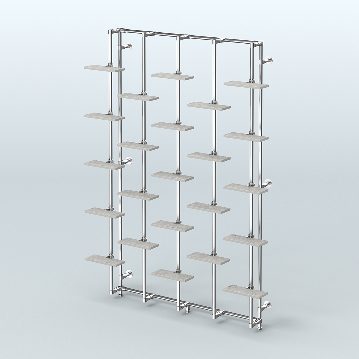 Настенная система с полками ДСП 16 мм для торговли обувью без задней стенки ФЕРЗЬ №1-3 Метрополитан Грей