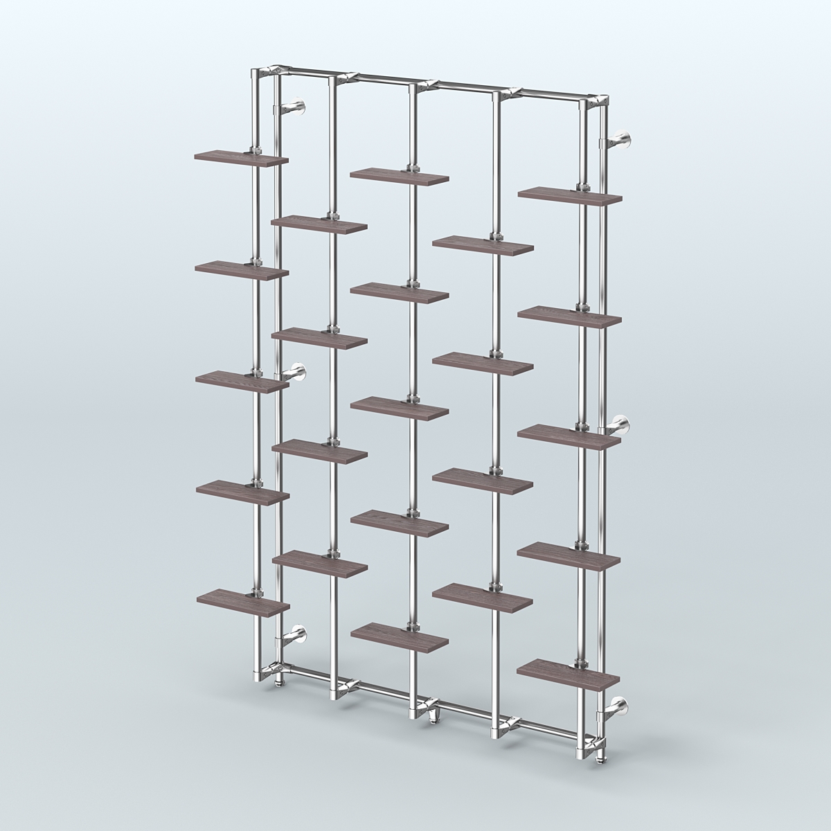 Настенная система с полками ДСП 16 мм для торговли обувью без задней стенки ФЕРЗЬ №1-3 Ясень Анкор темный