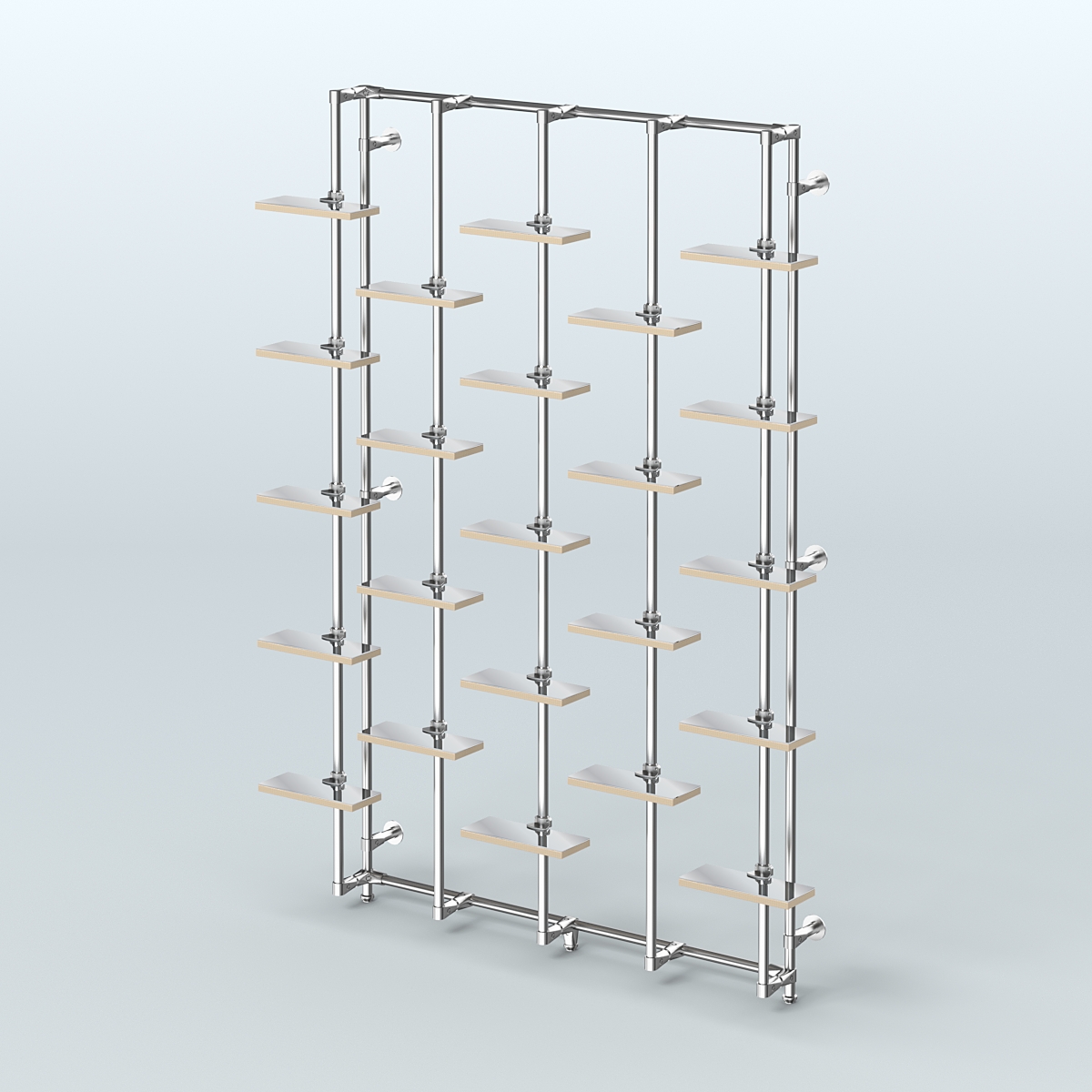 Настенная система с зеркальными полками для торговли обувью без задней стенки ФЕРЗЬ №1-4 Дуб Сонома