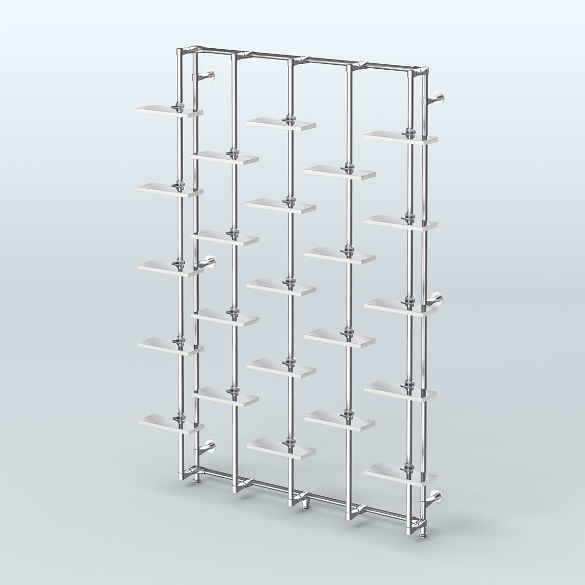 Настенная система с зеркальными полками для торговли обувью без задней стенки ФЕРЗЬ №1-4 Белый