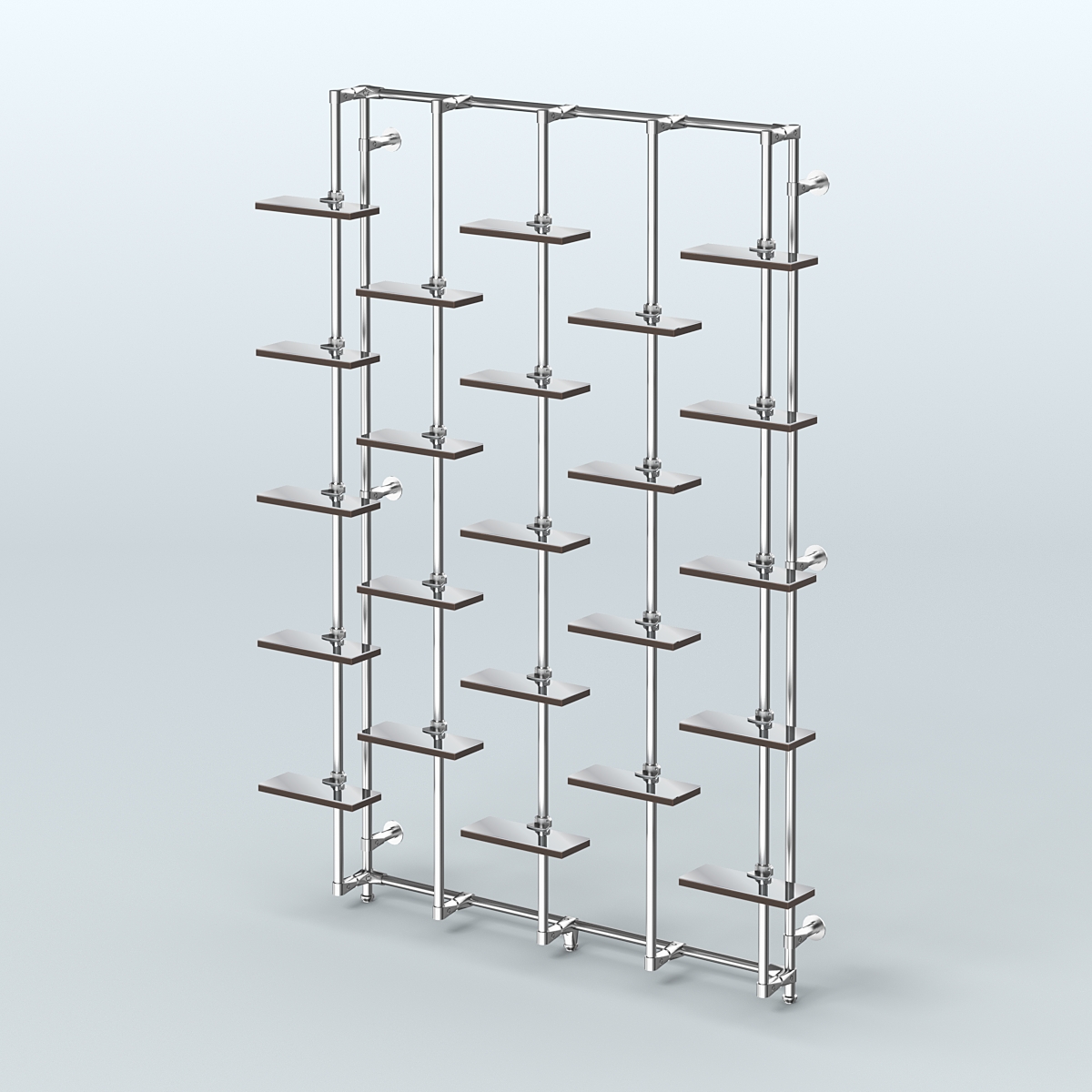 Настенная система с зеркальными полками для торговли обувью без задней стенки ФЕРЗЬ №1-4 Дуб Венге
