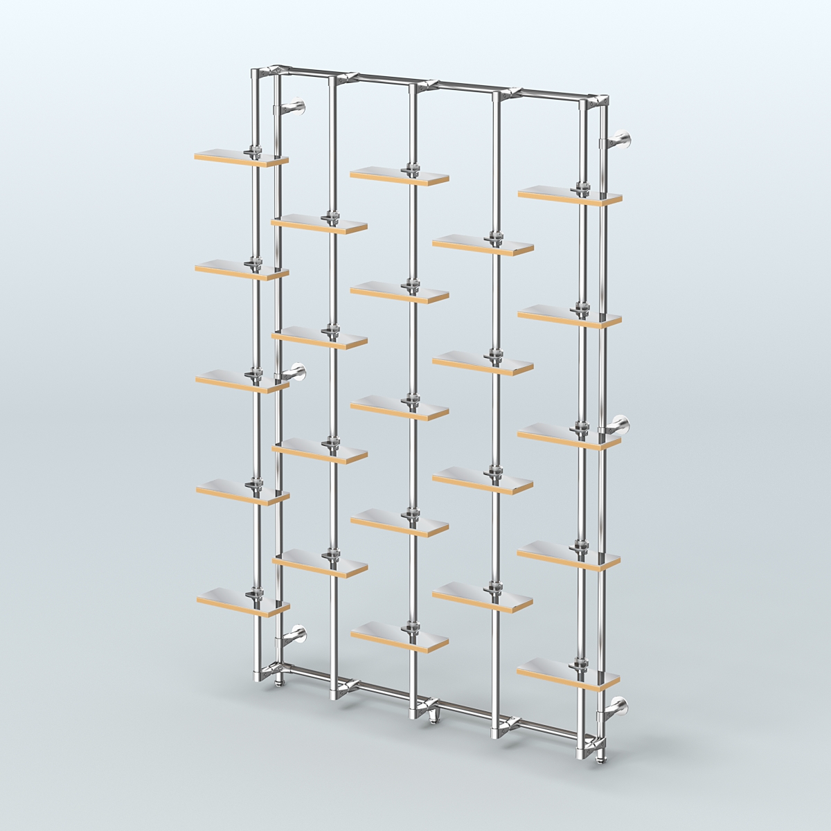 Настенная система с зеркальными полками для торговли обувью без задней стенки ФЕРЗЬ №1-4 Дуб Золотистый