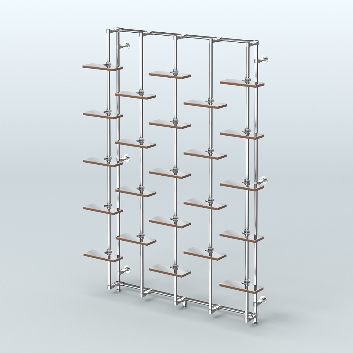 Настенная система с зеркальными полками для торговли обувью без задней стенки ФЕРЗЬ №1-4 Орех