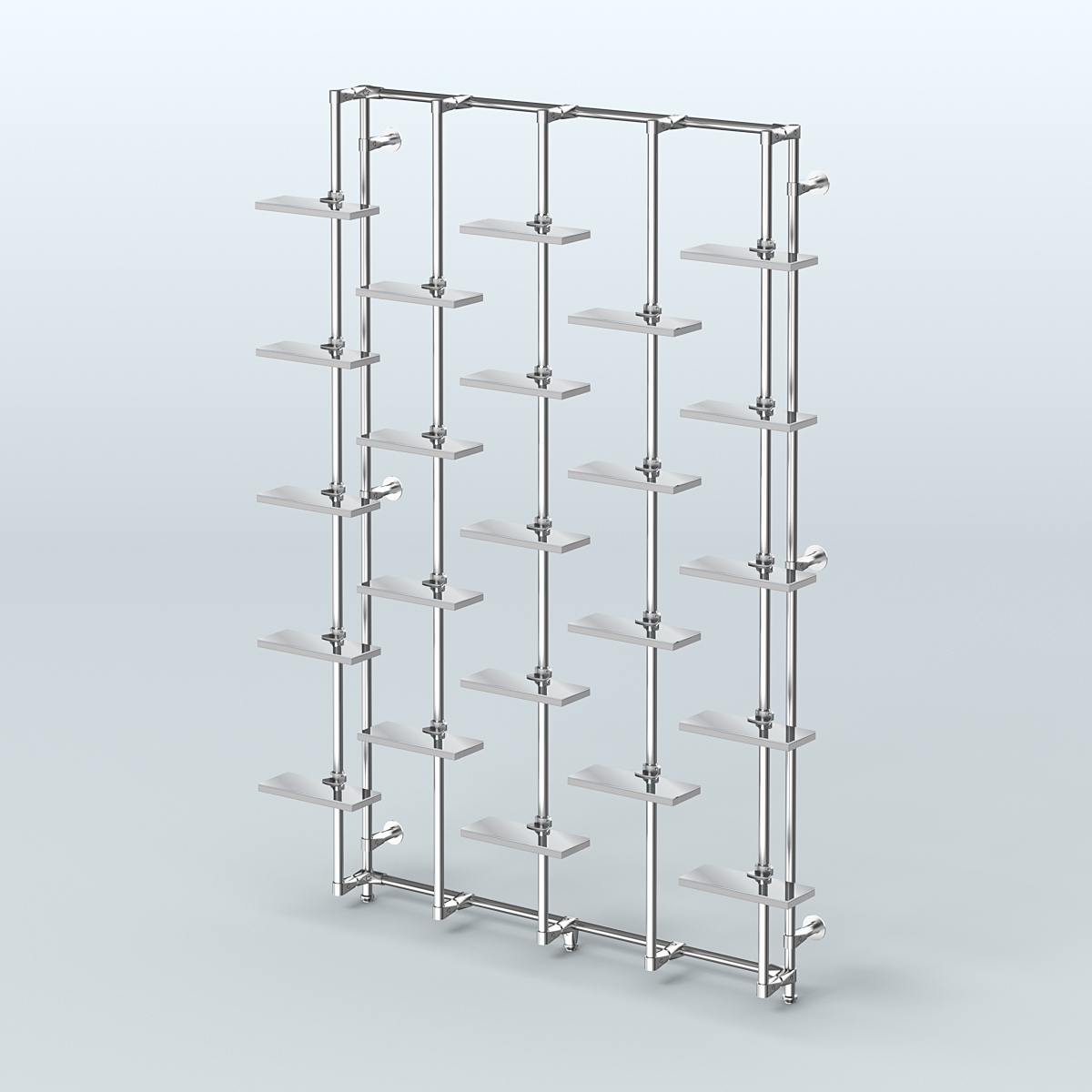 Настенная система с зеркальными полками для торговли обувью без задней стенки ФЕРЗЬ №1-4 Серый