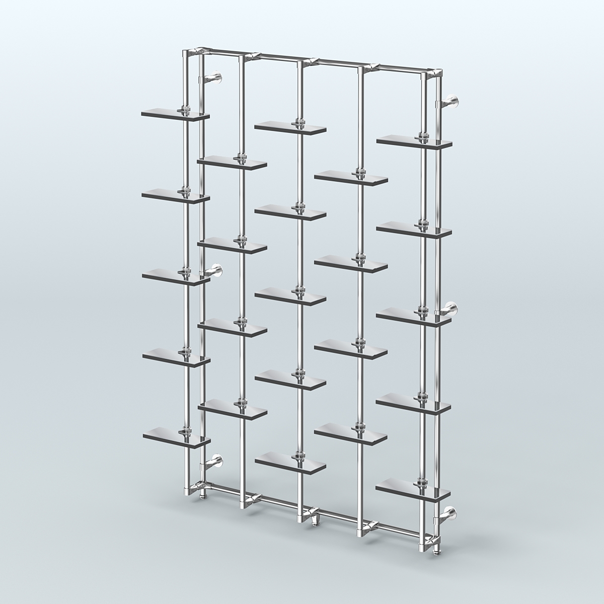 Настенная система с зеркальными полками для торговли обувью без задней стенки ФЕРЗЬ №1-4 Черный