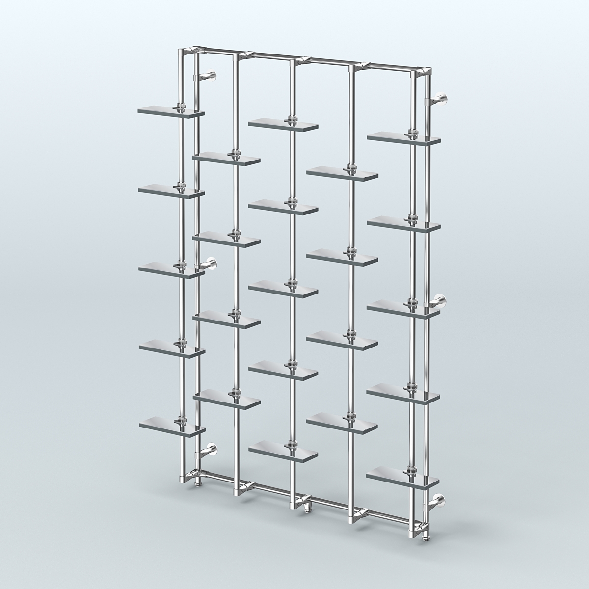 Настенная система с зеркальными полками для торговли обувью без задней стенки ФЕРЗЬ №1-4 Темно-Серый