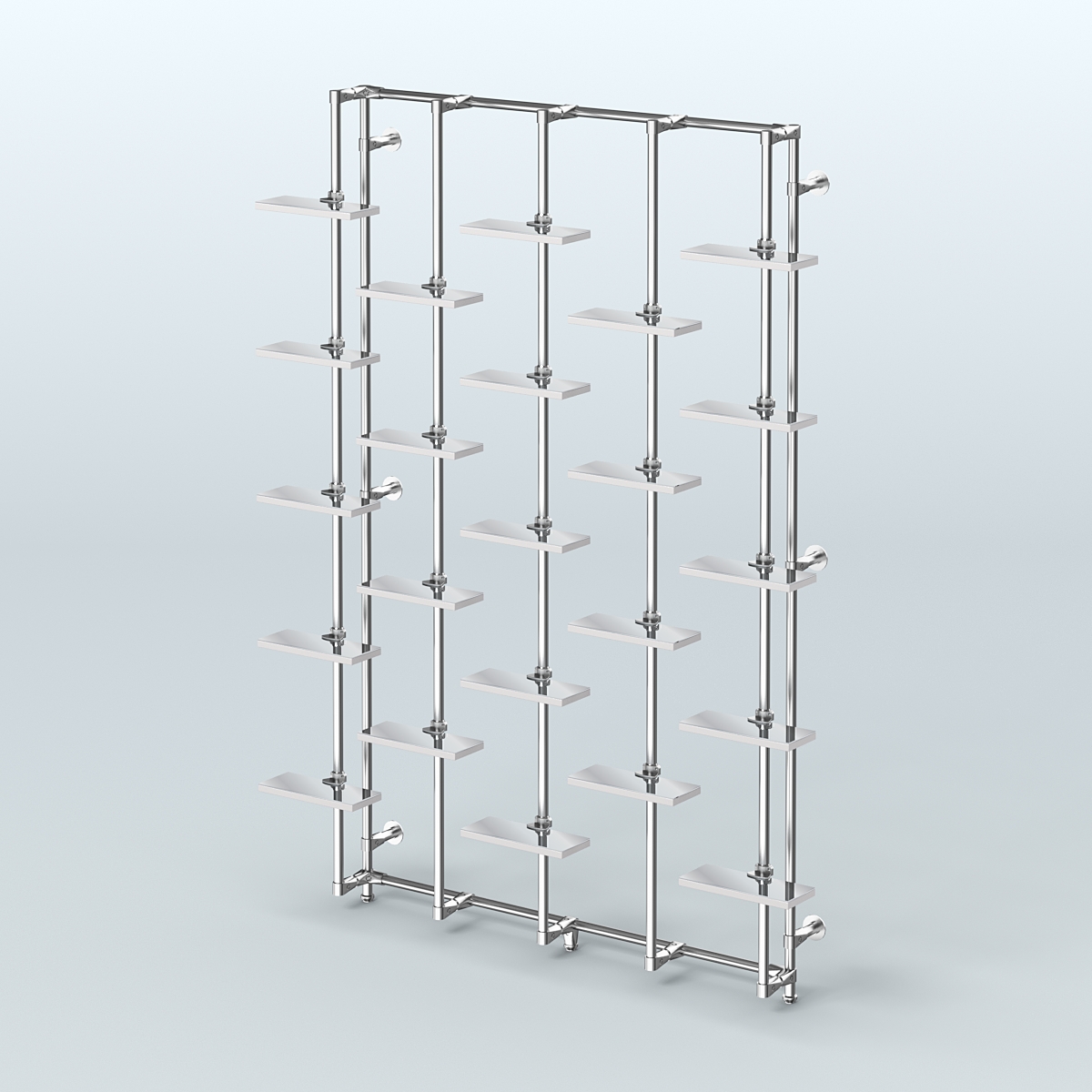 Настенная система с зеркальными полками для торговли обувью без задней стенки ФЕРЗЬ №1-4 Ясень Анкор светлый