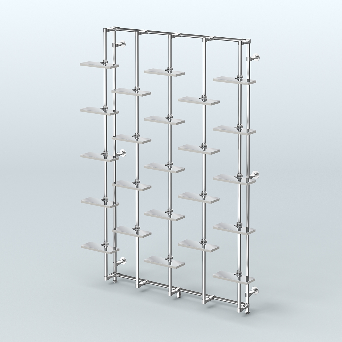 Настенная система с зеркальными полками для торговли обувью без задней стенки ФЕРЗЬ №1-4 Метрополитан Грей