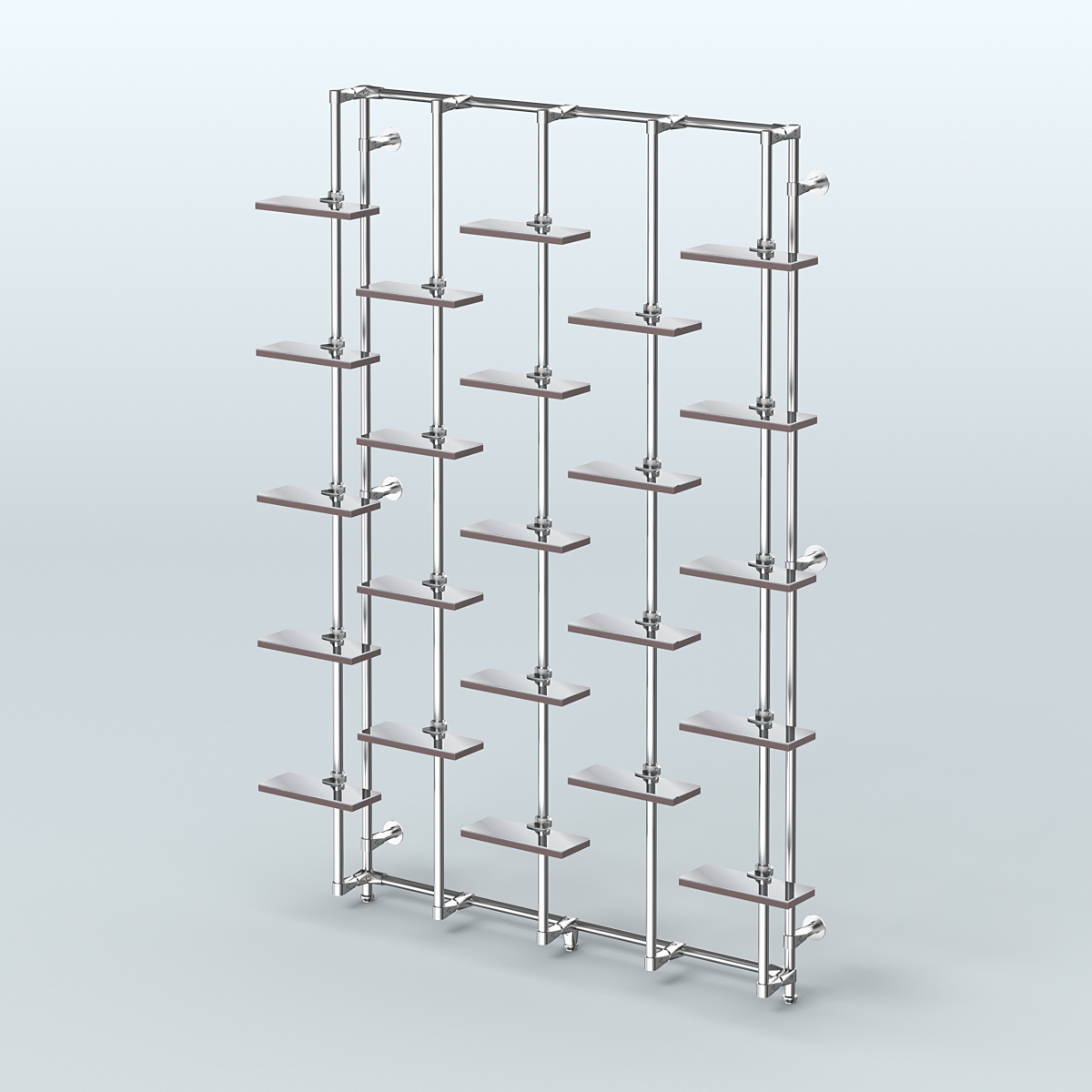 Настенная система с зеркальными полками для торговли обувью без задней стенки ФЕРЗЬ №1-4 Ясень Анкор темный