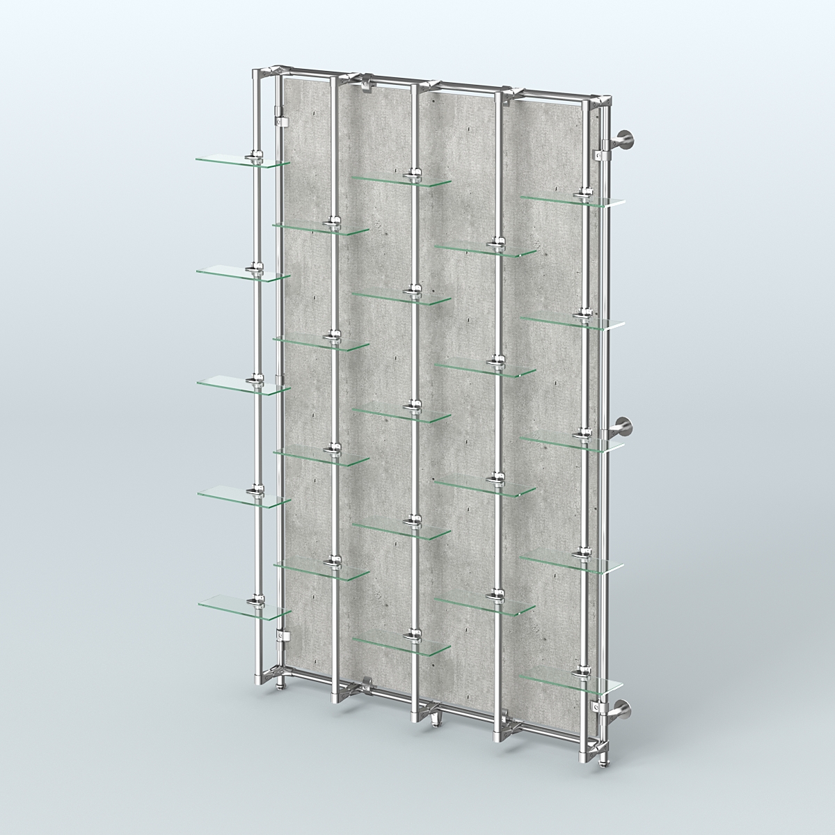 Настенная система со стеклянными полками для торговли обувью с задней стенкой ДСП ФЕРЗЬ №2-1 Метрополитан Грей