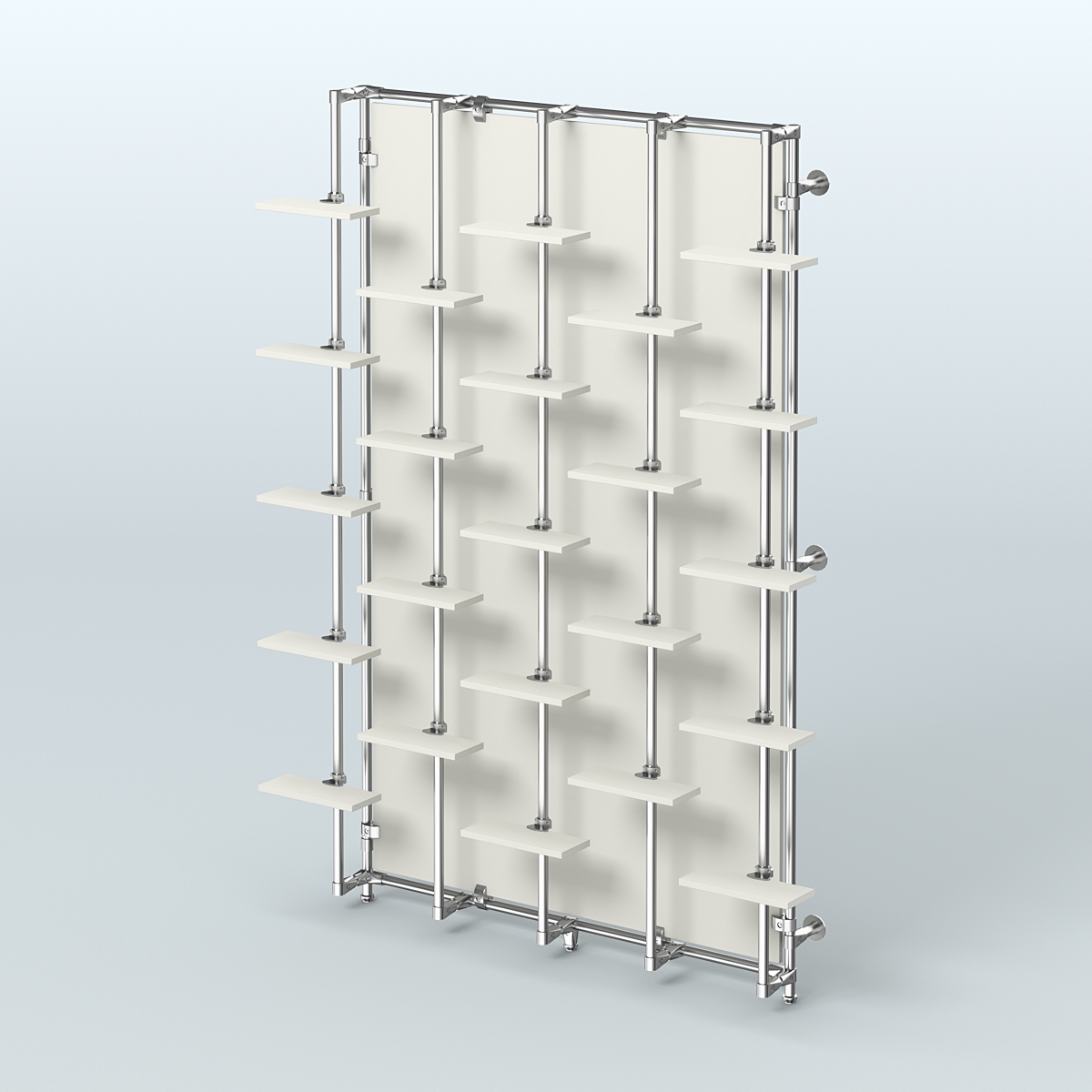 Настенная система с полками и задней стенкой из ДСП для торговли обувью ФЕРЗЬ №2-3 Белый