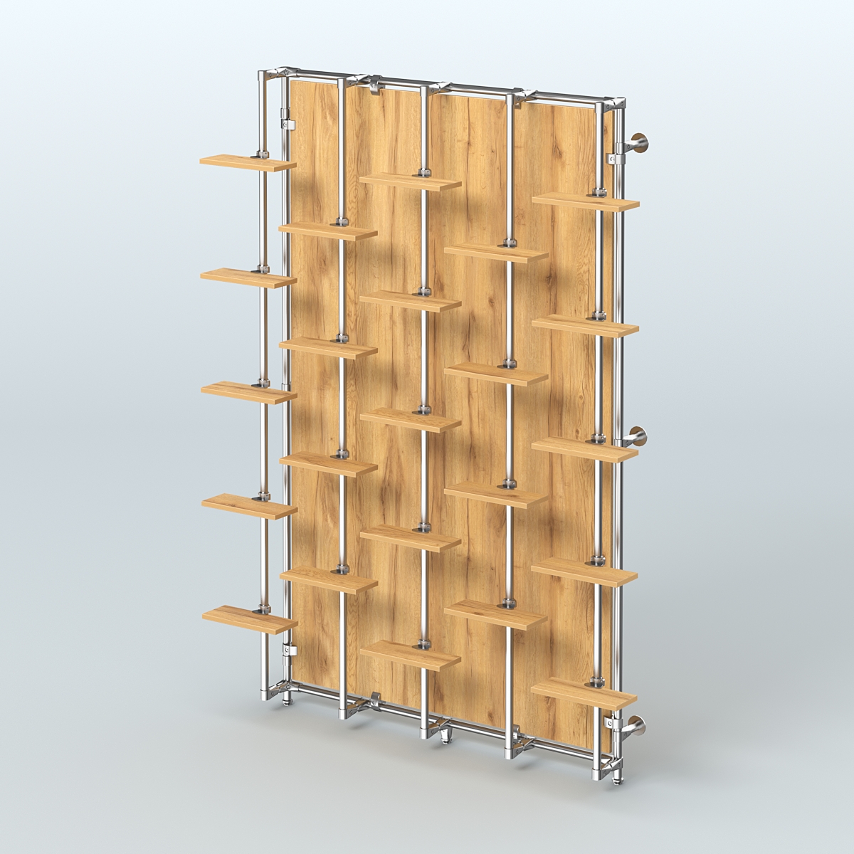 Настенная система с полками и задней стенкой из ДСП для торговли обувью ФЕРЗЬ №2-3 Дуб Золотистый
