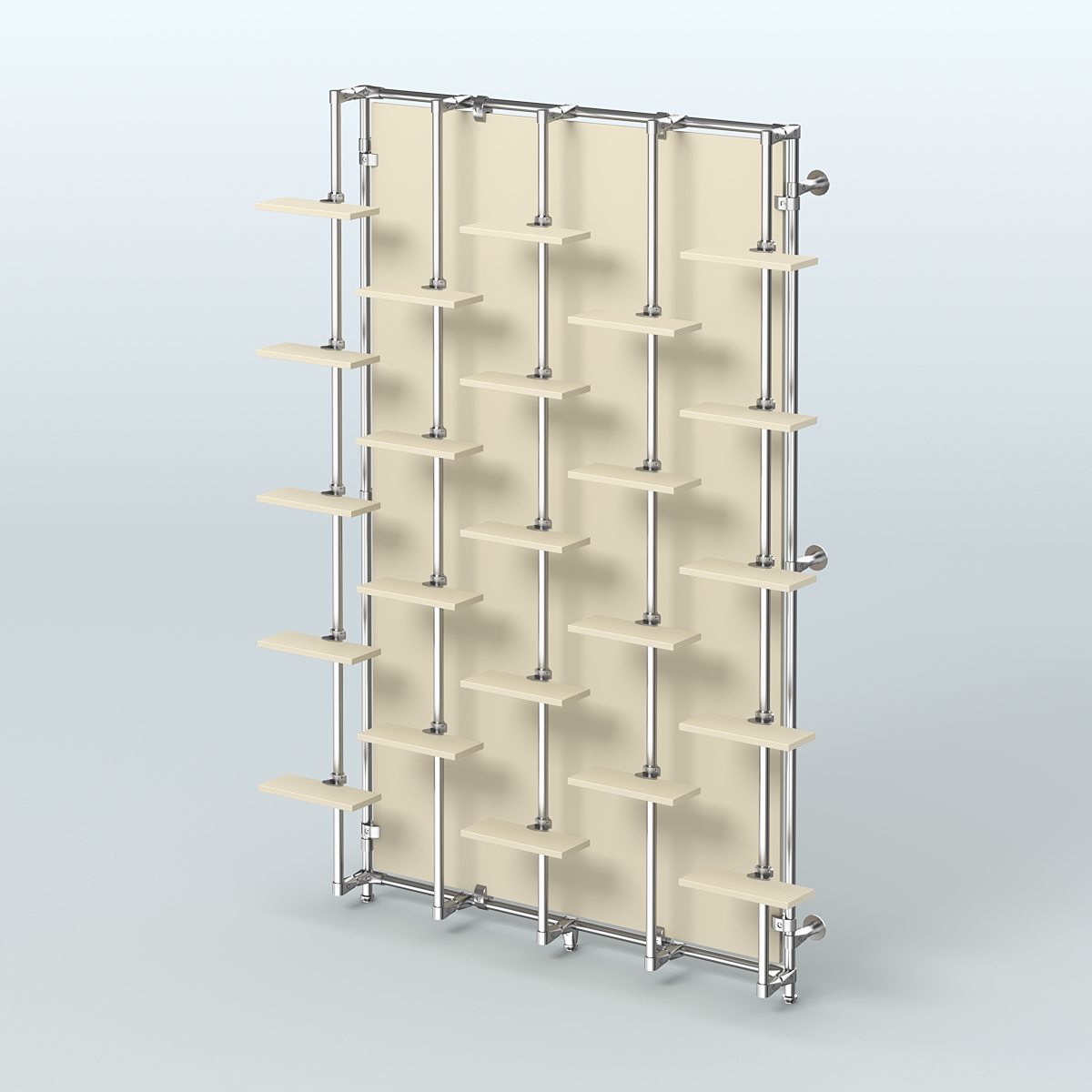 Настенная система с полками и задней стенкой из ДСП для торговли обувью ФЕРЗЬ №2-3 Крем Вайс