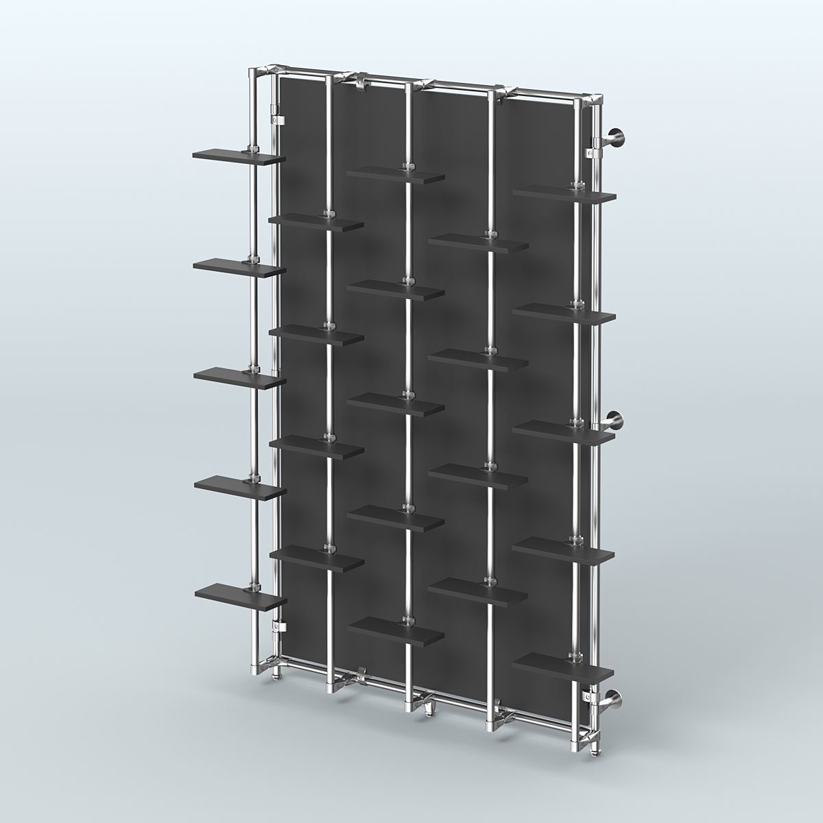 Настенная система с полками и задней стенкой из ДСП для торговли обувью ФЕРЗЬ №2-3 Черный