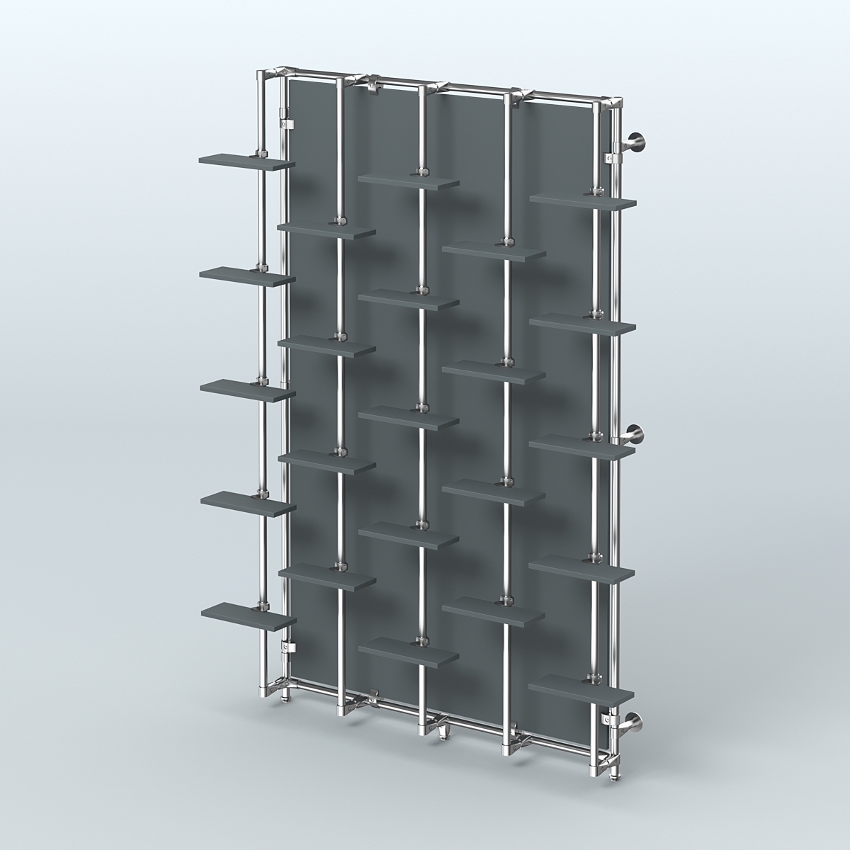 Настенная система с полками и задней стенкой из ДСП для торговли обувью ФЕРЗЬ №2-3 Темно-Серый