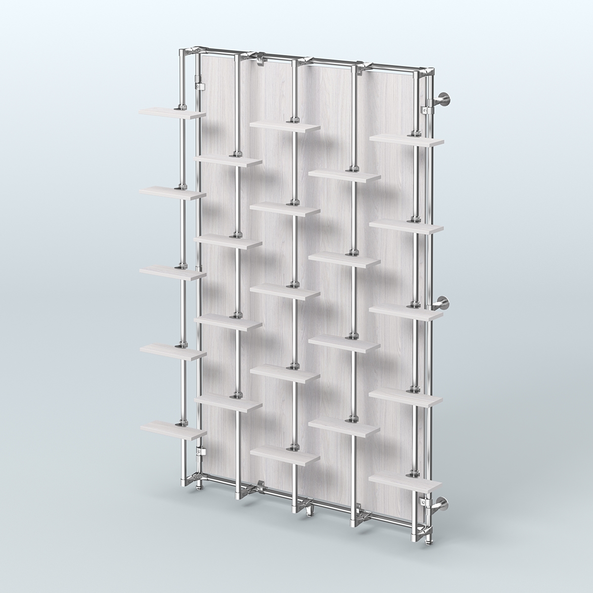 Настенная система с полками и задней стенкой из ДСП для торговли обувью ФЕРЗЬ №2-3 Ясень Анкор светлый