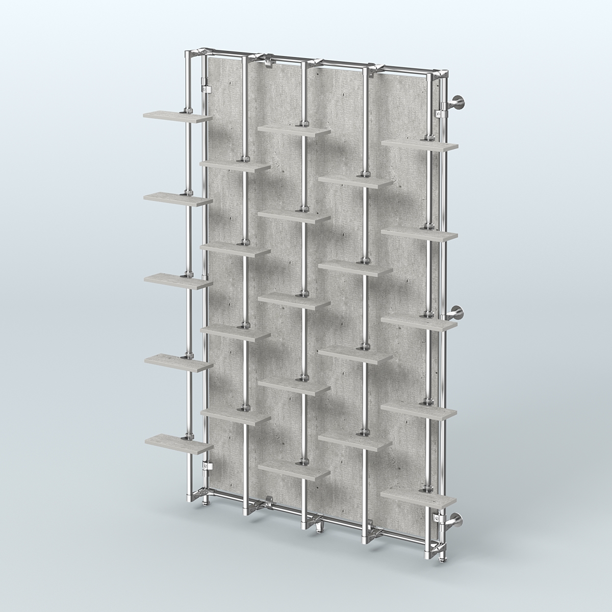 Настенная система с полками и задней стенкой из ДСП для торговли обувью ФЕРЗЬ №2-3 Метрополитан Грей