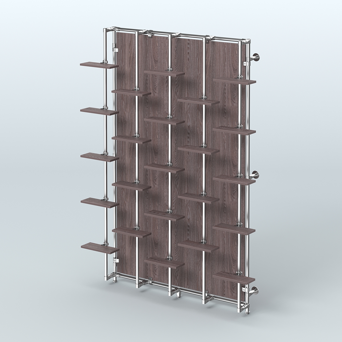 Настенная система с полками и задней стенкой из ДСП для торговли обувью ФЕРЗЬ №2-3 Ясень Анкор темный