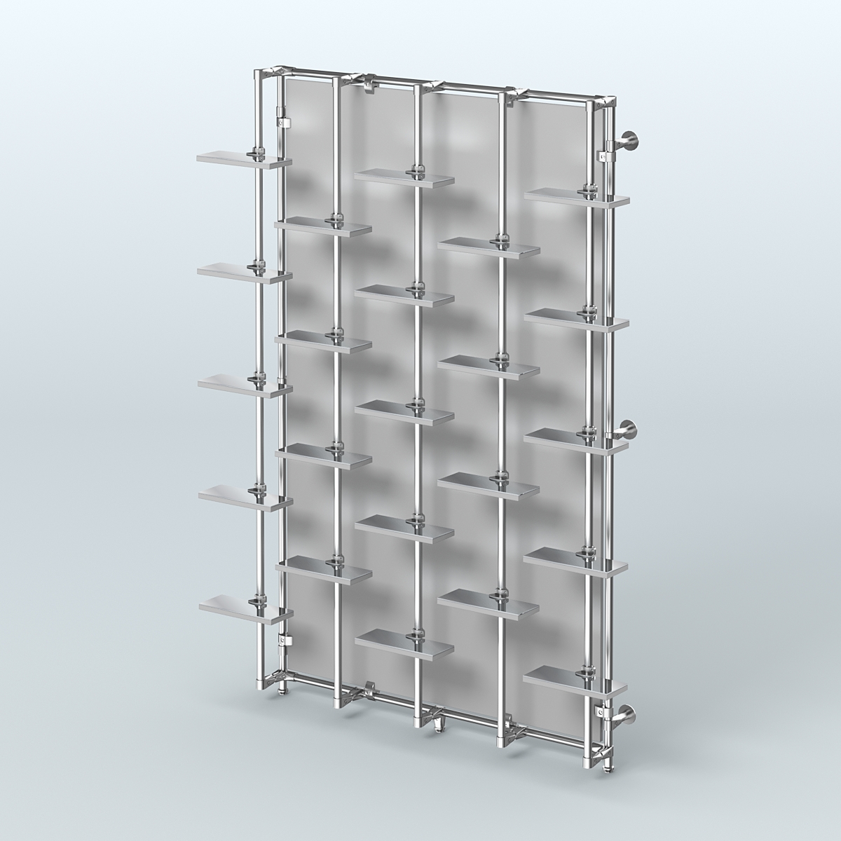 Настенная система с небольшими зеркальными полочками для торговли обувью с задней стенкой ДСП ФЕРЗЬ №2-4 Серый