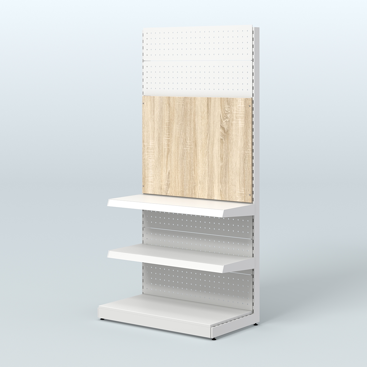 Металлический стеллаж под врезные краны для магазина разливного пива и рыбы BEER&FISH-МС-2150-1 Дуб сонома