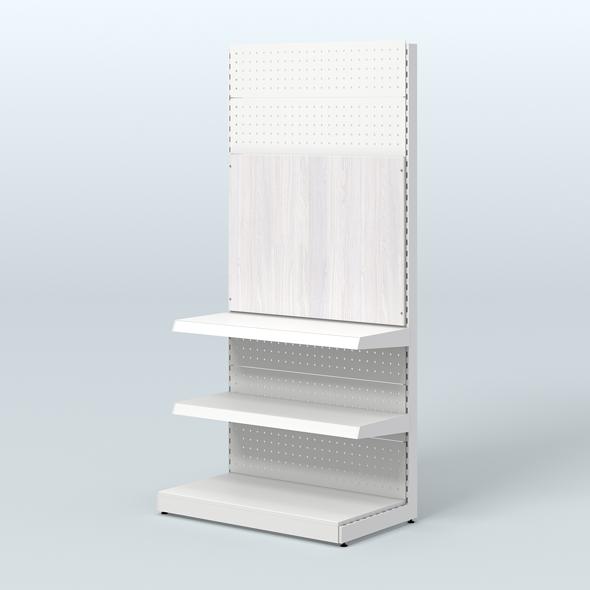 Металлический стеллаж под врезные краны для магазина разливного пива и рыбы BEER&FISH-МС-2150-1 Ясень Анкор светлый