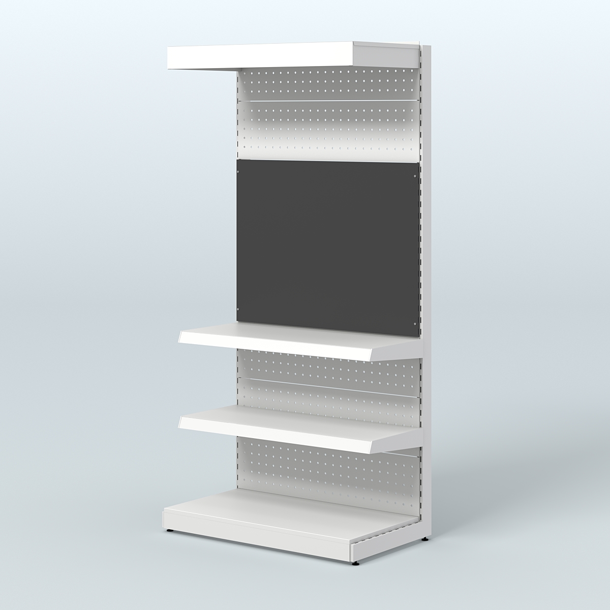 Металлический стеллаж под врезные краны с верхним фризом для магазина разливного пива и рыбы BEER&FISH-МС-2150-2 Черный