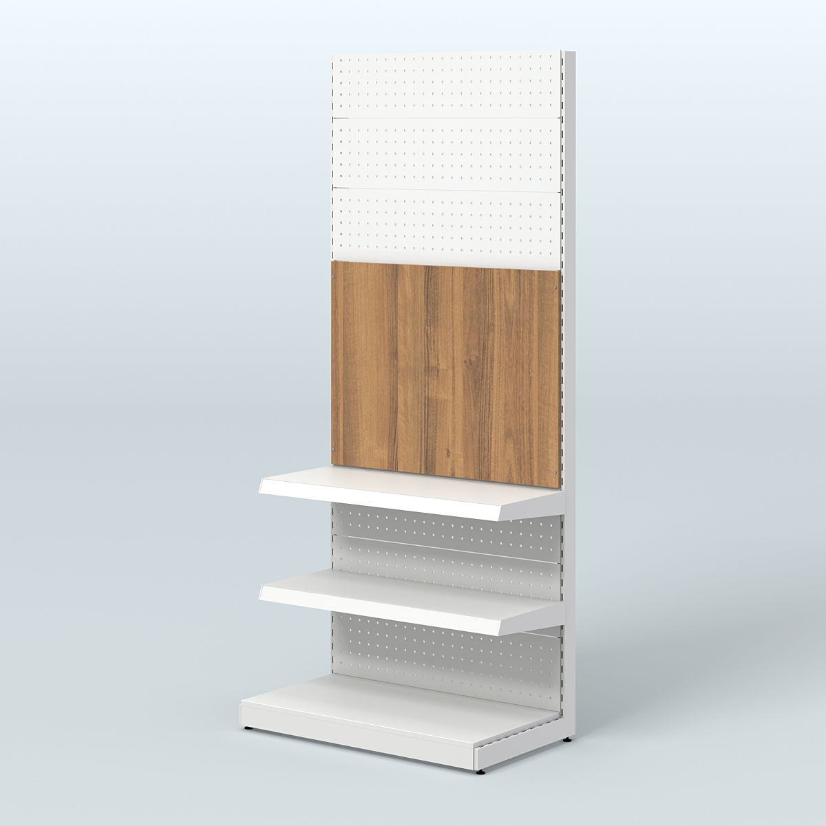 Высокий металлический стеллаж под врезные краны для магазина разливного пива и рыбы BEER&FISH-МС-2400-1 Орех