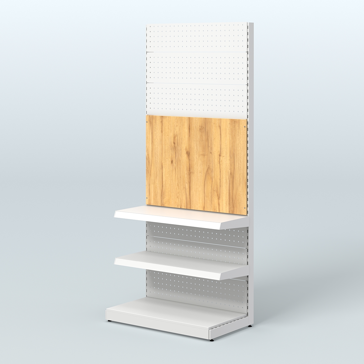 Высокий металлический стеллаж под врезные краны для магазина разливного пива и рыбы BEER&FISH-МС-2400-1 Дуб Золотистый