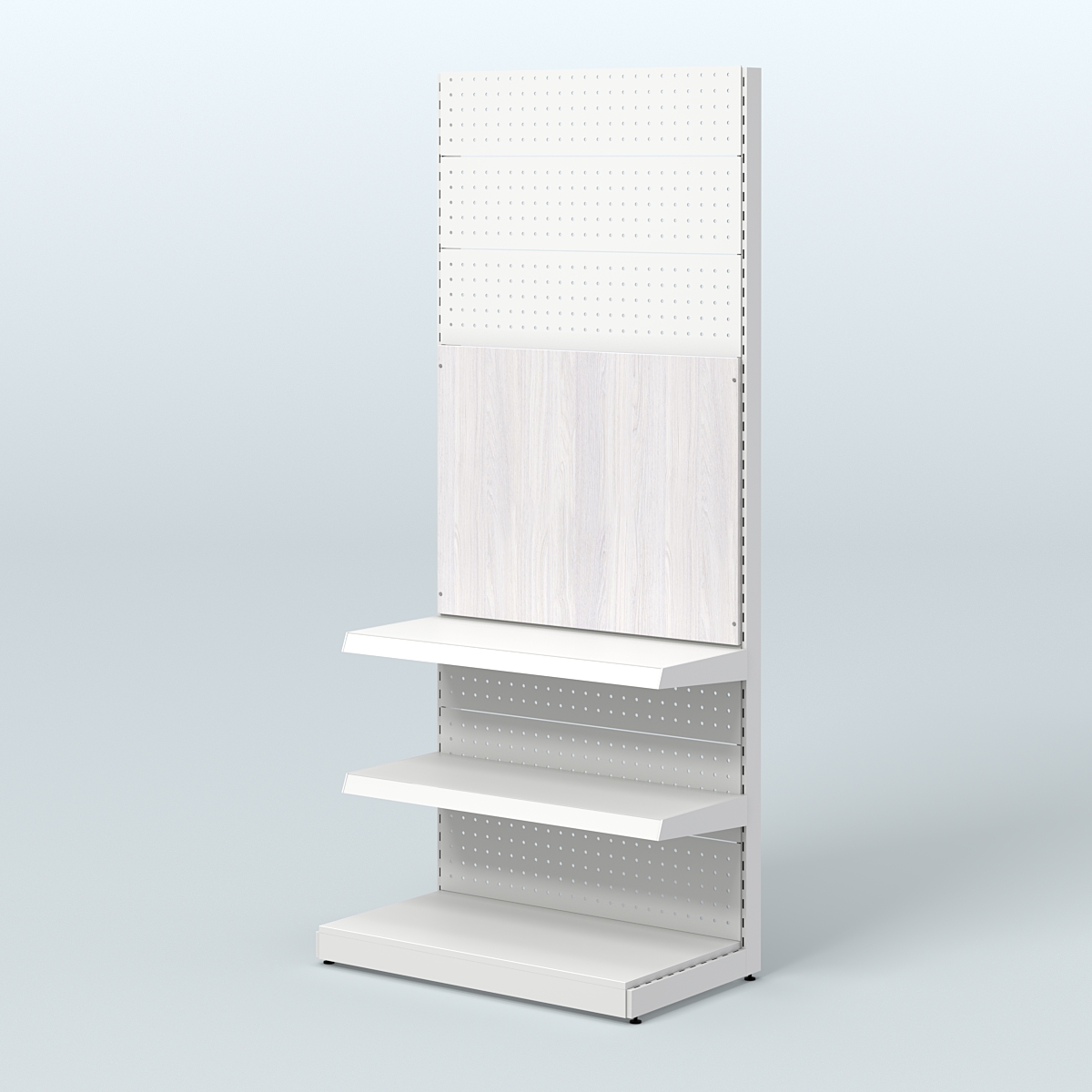 Высокий металлический стеллаж под врезные краны для магазина разливного пива и рыбы BEER&FISH-МС-2400-1 Ясень Анкор светлый