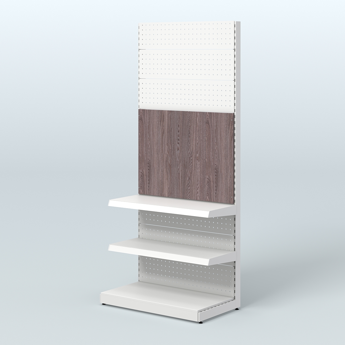 Высокий металлический стеллаж под врезные краны для магазина разливного пива и рыбы BEER&FISH-МС-2400-1 Ясень Анкор темный