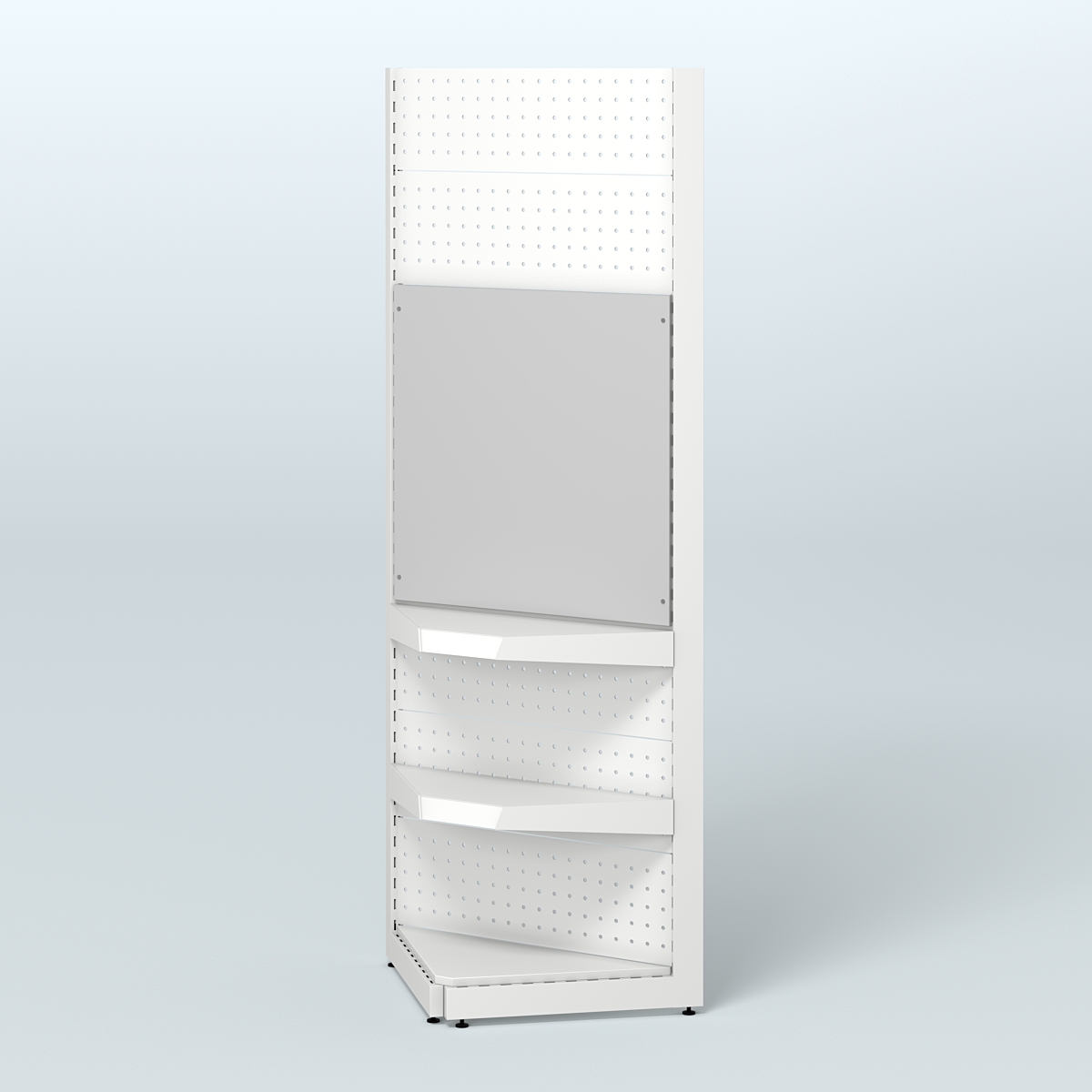 Угловой металлический стеллаж под врезные краны с двумя полками для магазина разливного пива и рыбы BEER&FISH-УМС-2150-1 Серый