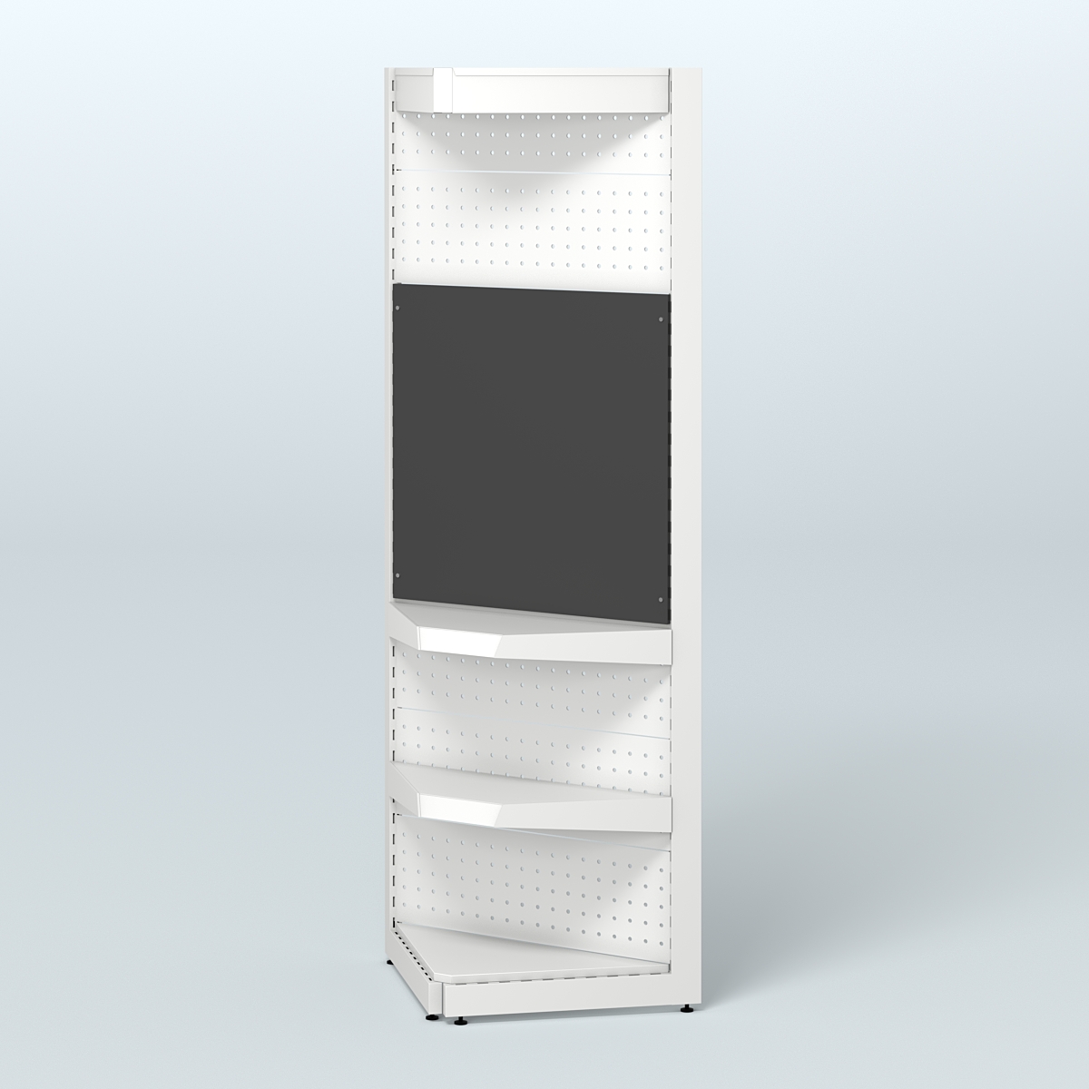 Угловой металлический стеллаж под врезные краны с верхним фризом для магазина разливного пива и рыбы BEER&FISH-УМС-2150-2 Черный