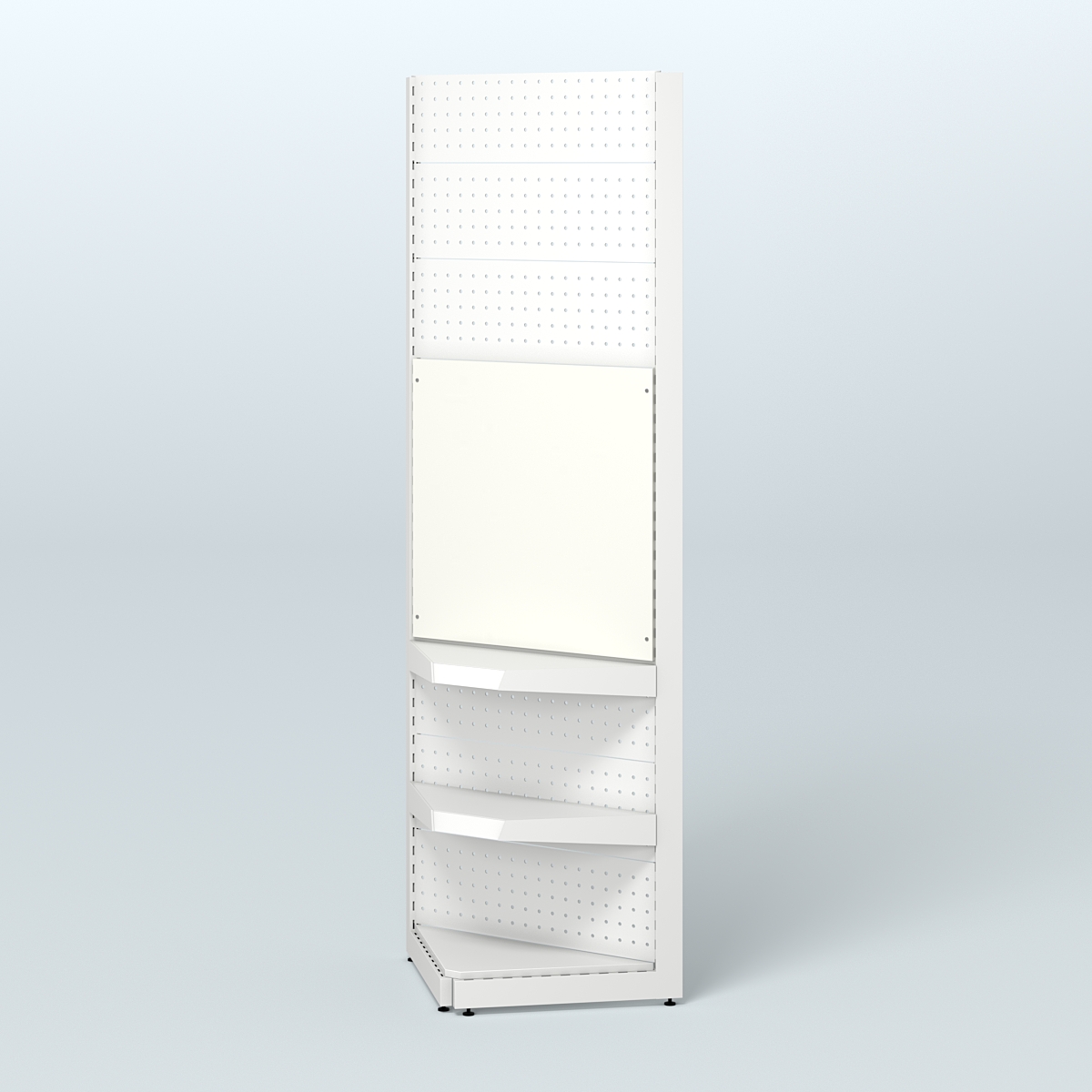 Высокий угловой металлический стеллаж под врезные краны для размещения в магазине разливного пива и рыбы BEER&FISH-УМС-2400-1 Белый