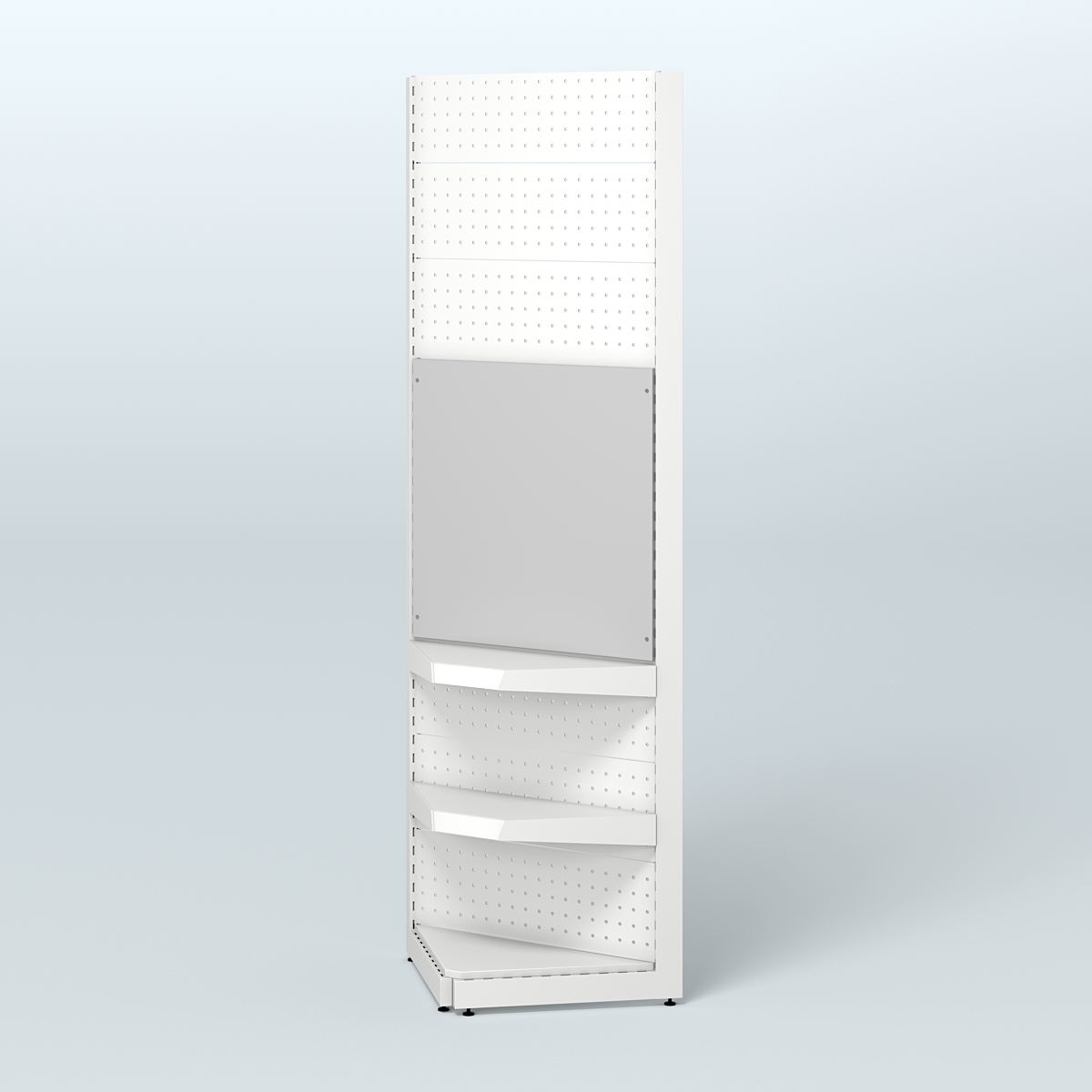 Высокий угловой металлический стеллаж под врезные краны для размещения в магазине разливного пива и рыбы BEER&FISH-УМС-2400-1 Серый