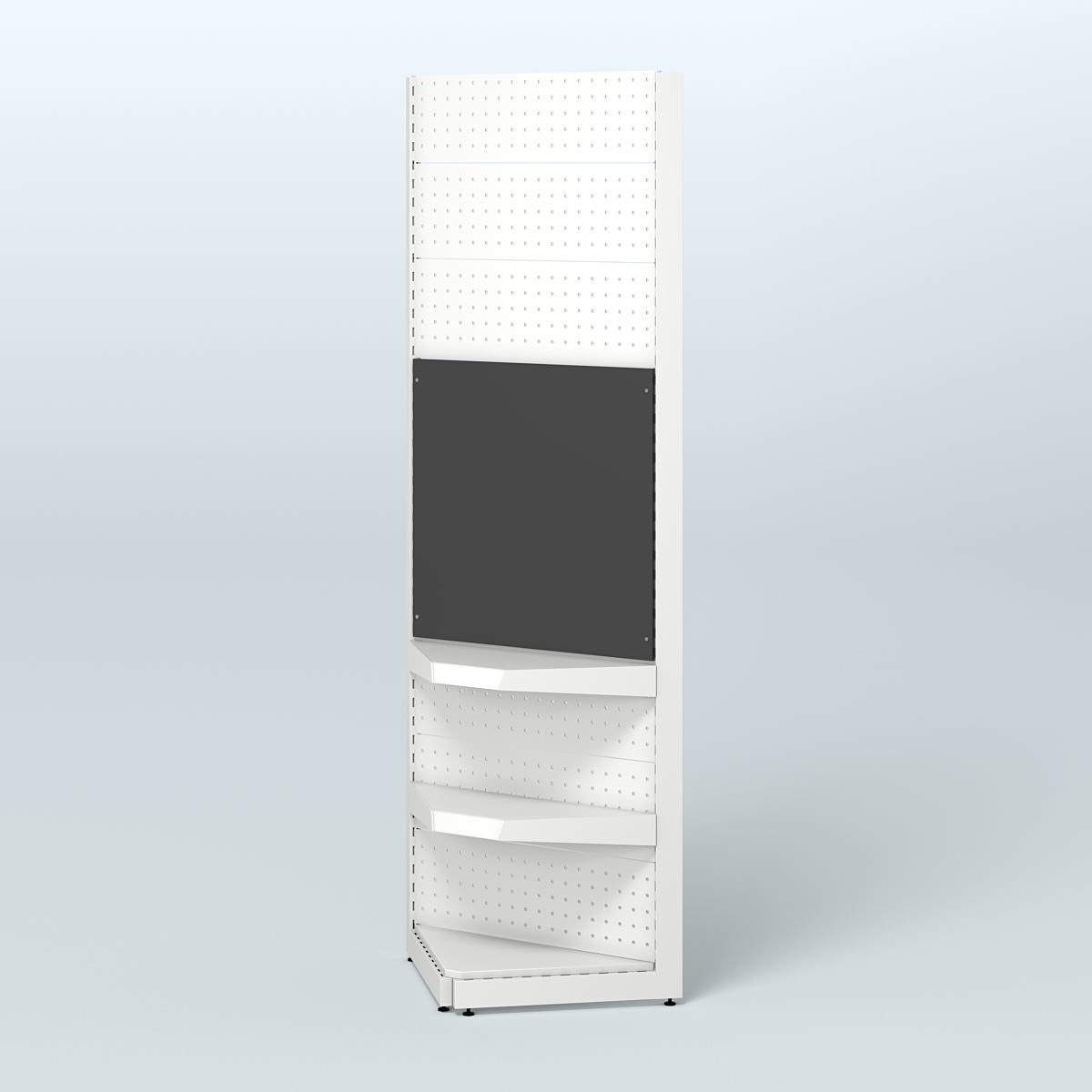 Высокий угловой металлический стеллаж под врезные краны для размещения в магазине разливного пива и рыбы BEER&FISH-УМС-2400-1 Черный