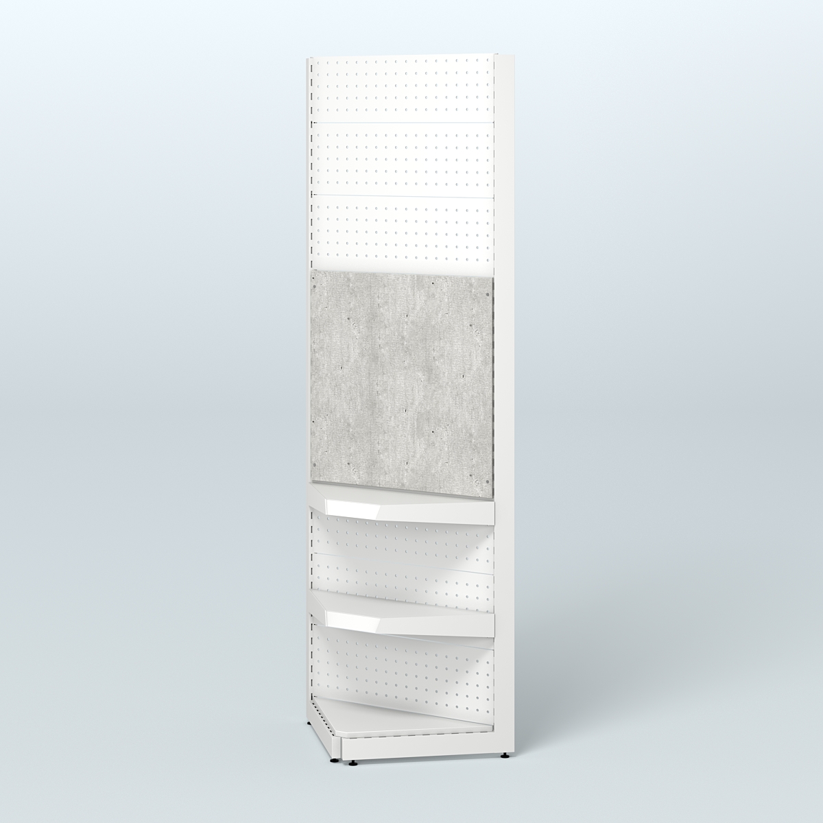 Высокий угловой металлический стеллаж под врезные краны для размещения в магазине разливного пива и рыбы BEER&FISH-УМС-2400-1 Метрополитан Грей