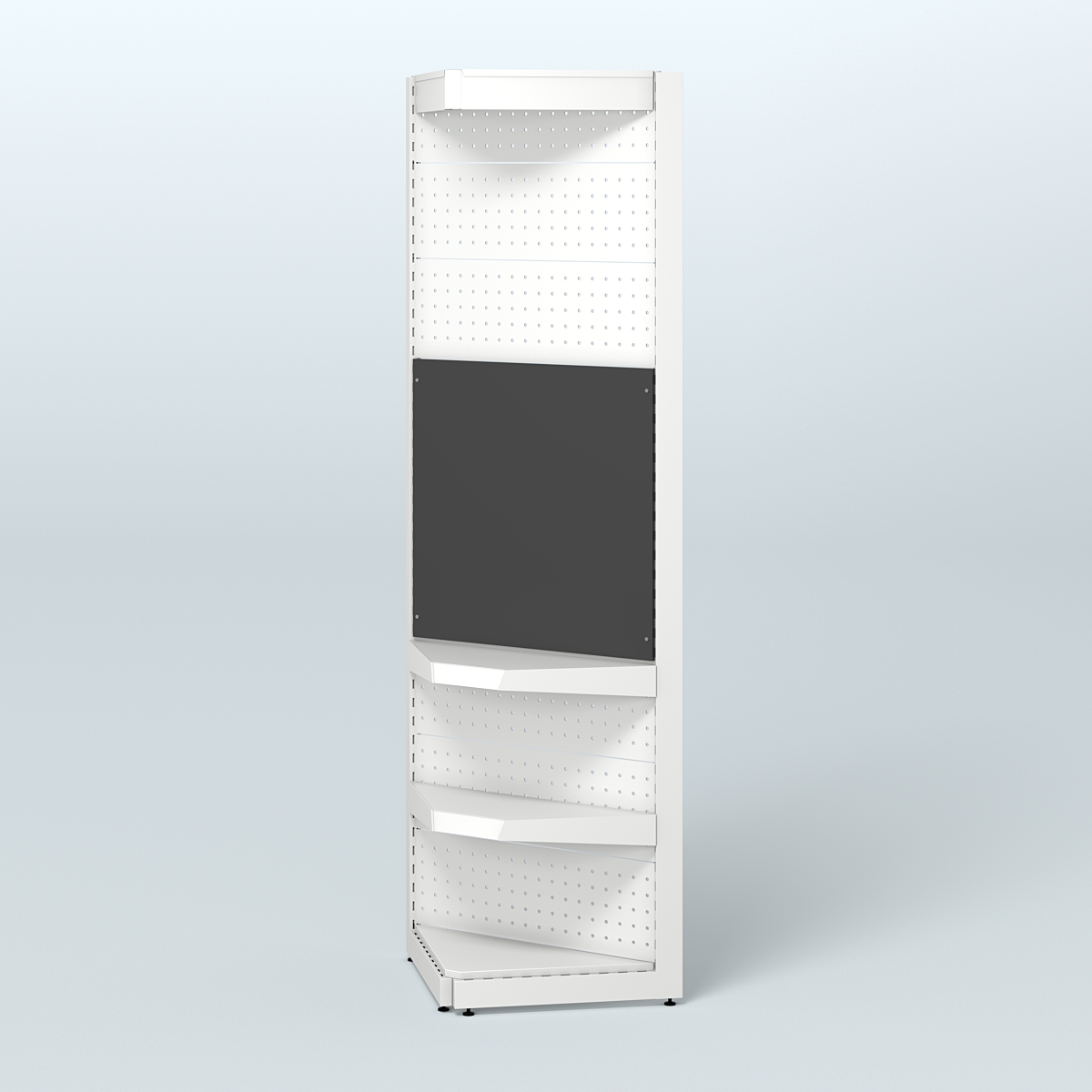 Высокий угловой металлический стеллаж под врезные краны с крышей для продажи разливного пива и рыбы BEER&FISH-УМС-2400-2 Черный