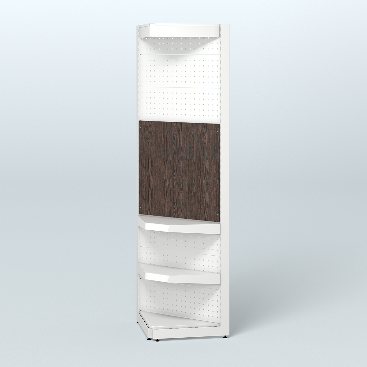 Высокий угловой металлический стеллаж под врезные краны с крышей для продажи разливного пива и рыбы BEER&FISH-УМС-2400-2 Дуб Венге