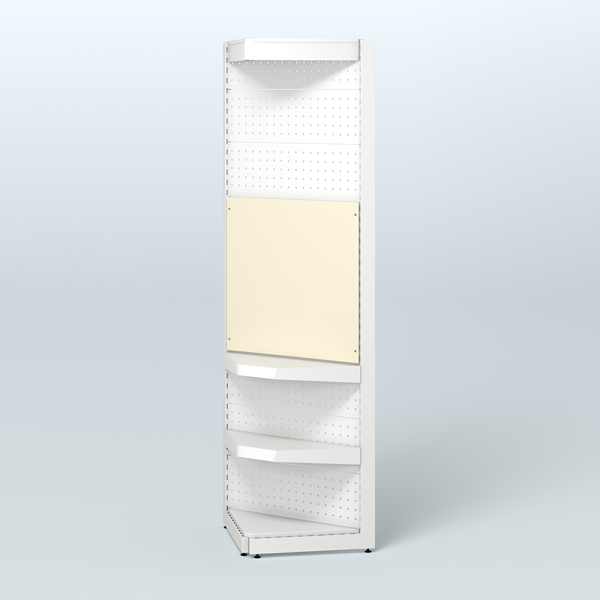 Высокий угловой металлический стеллаж под врезные краны с крышей для продажи разливного пива и рыбы BEER&FISH-УМС-2400-2 Крем Вайс