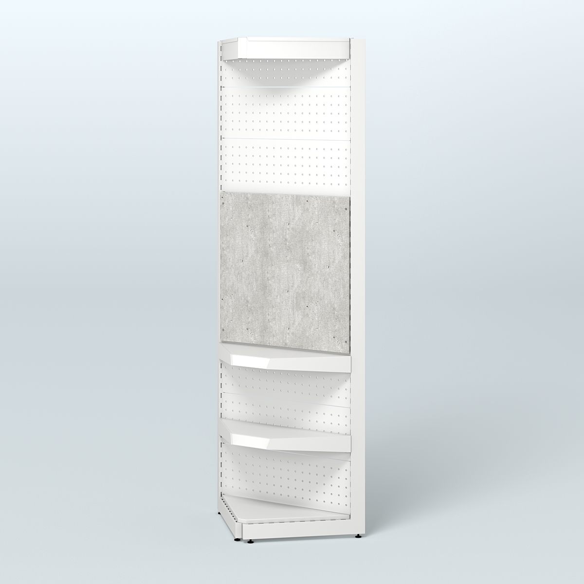 Высокий угловой металлический стеллаж под врезные краны с крышей для продажи разливного пива и рыбы BEER&FISH-УМС-2400-2 Метрополитан Грей