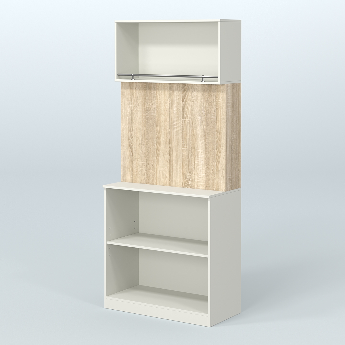 Специализи- рованный прямоугольный стеллаж из ДСП под врезные краны для магазина разливного пива и рыбы BEER&FISH-СПД-01 Белый + Дуб Сонома