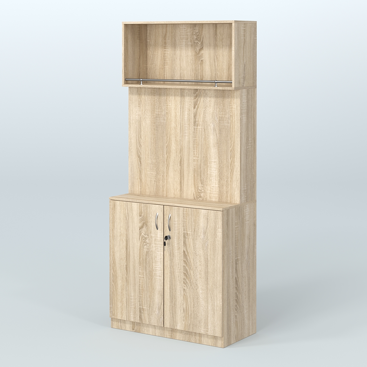 Специализи- рованный стеллаж с дверками из ДСП под врезные краны в магазин разливного пива и рыбы BEER&FISH-СПД-02 Дуб Сонома